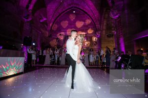 Wedding venue lighting Peckforton Castle Cheshire