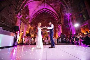 Wedding venue lighting Peckforton Castle Cheshire