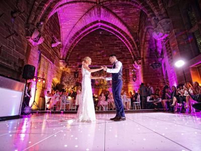 Wedding venue lighting Peckforton Castle Cheshire