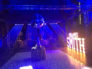 Mirror ball wedding lighting Cheshire