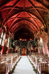 Wedding venue lighting Peckforton Castle Cheshire